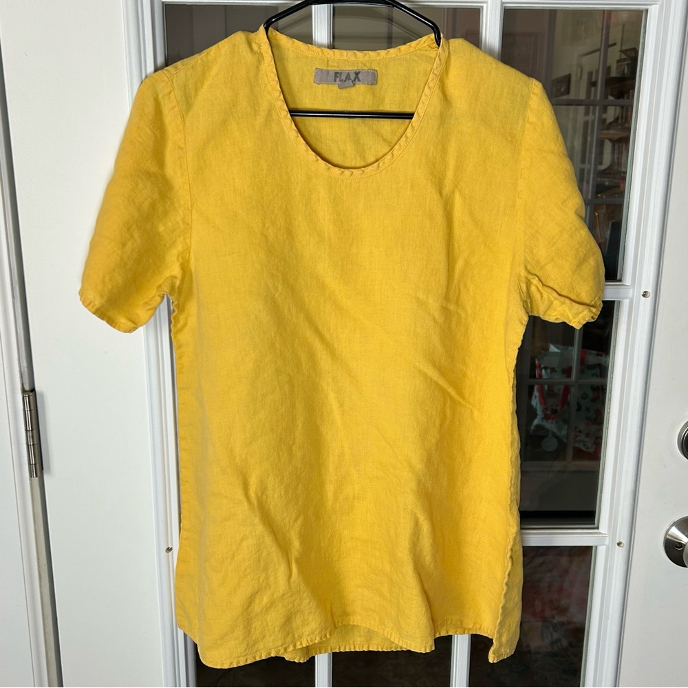 Flax Sunlit Yellow Linen Tunic Top Size‎ Small
